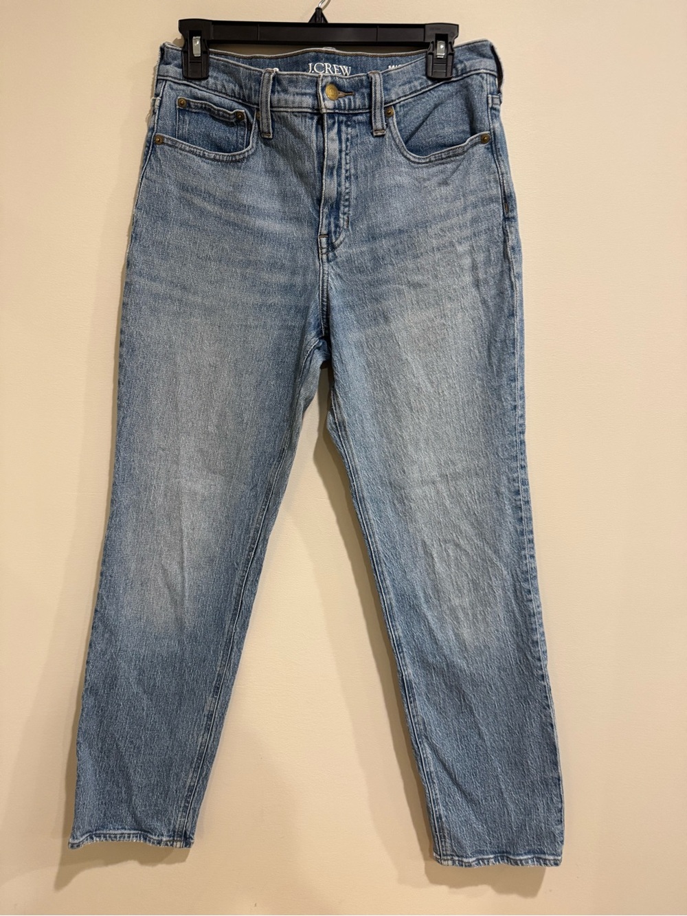 J. Crew Women's Light Blue 90's Classic Straight Jeans, Mid Rise Casual Size 28